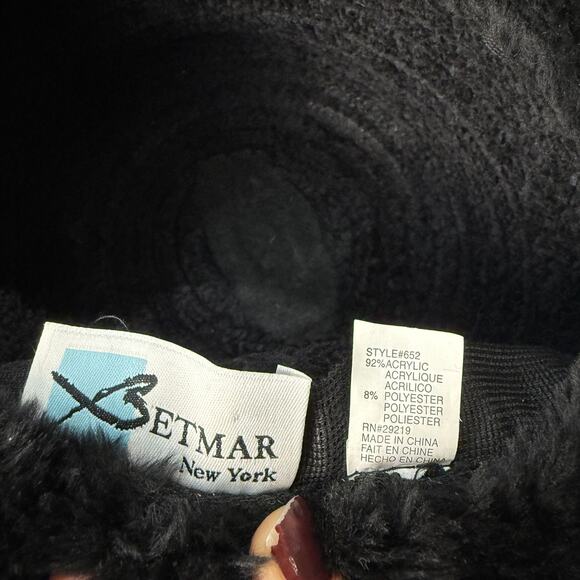 Vintage Betmar New York Black Fur Winter Cloche Hat size 42 - Picture 4 of 5